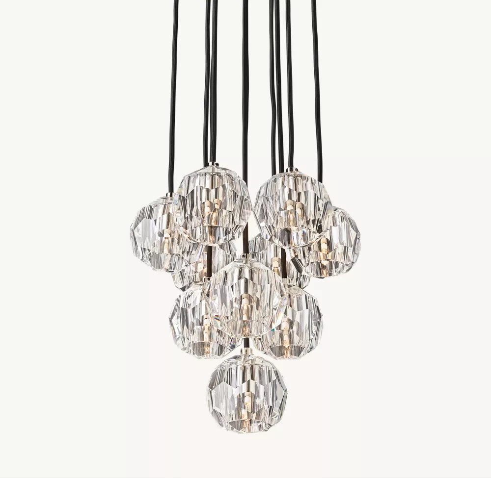 Boule Crystal Clear Glass Round Cluster Chandelier 14"
