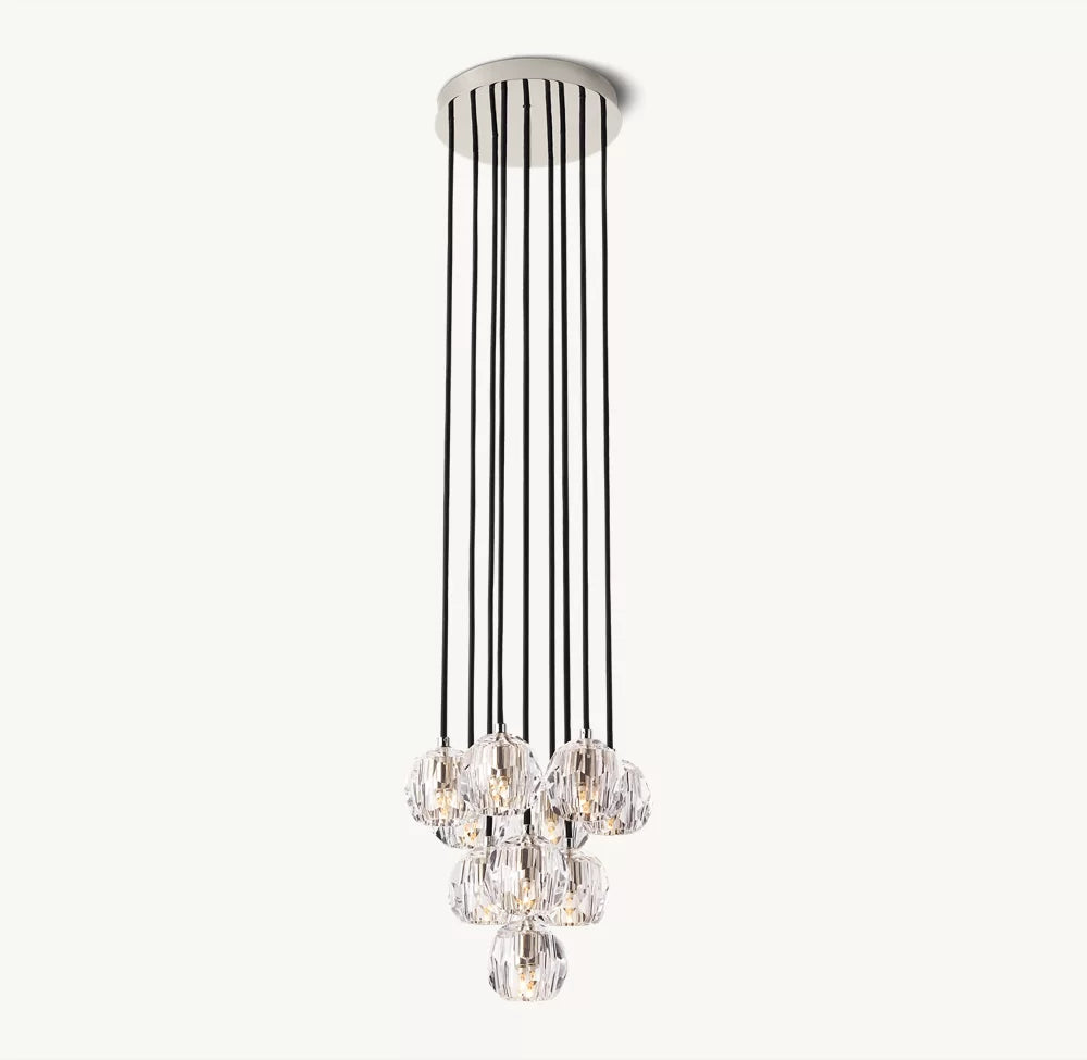 Boule Crystal Clear Glass Round Cluster Chandelier 14"