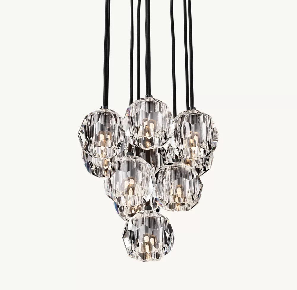 Boule Crystal Clear Glass Round Cluster Chandelier 14"