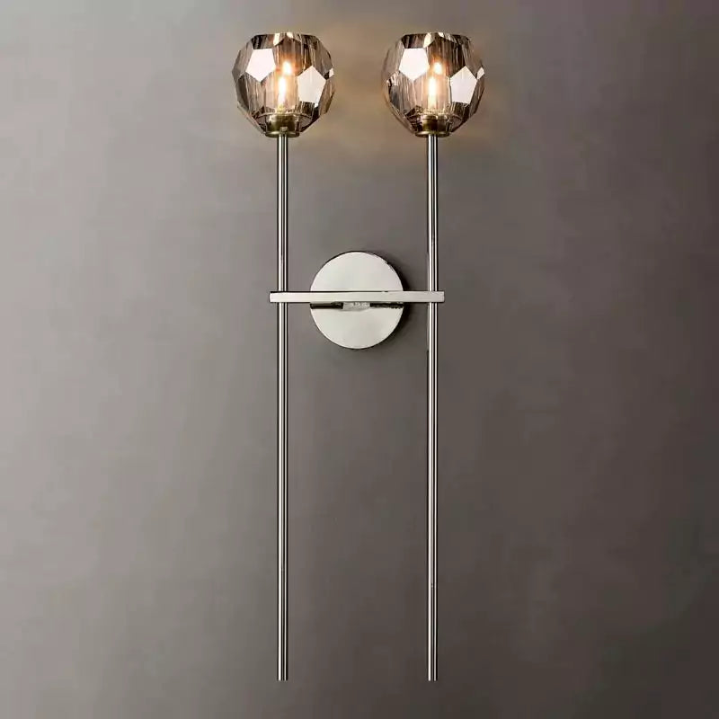 Boule Crystal Smoke Glass Double Grand Wall Sconce