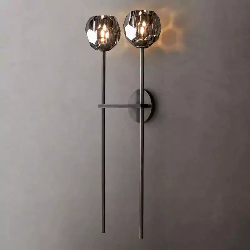 Boule Crystal Smoke Glass Double Grand Wall Sconce