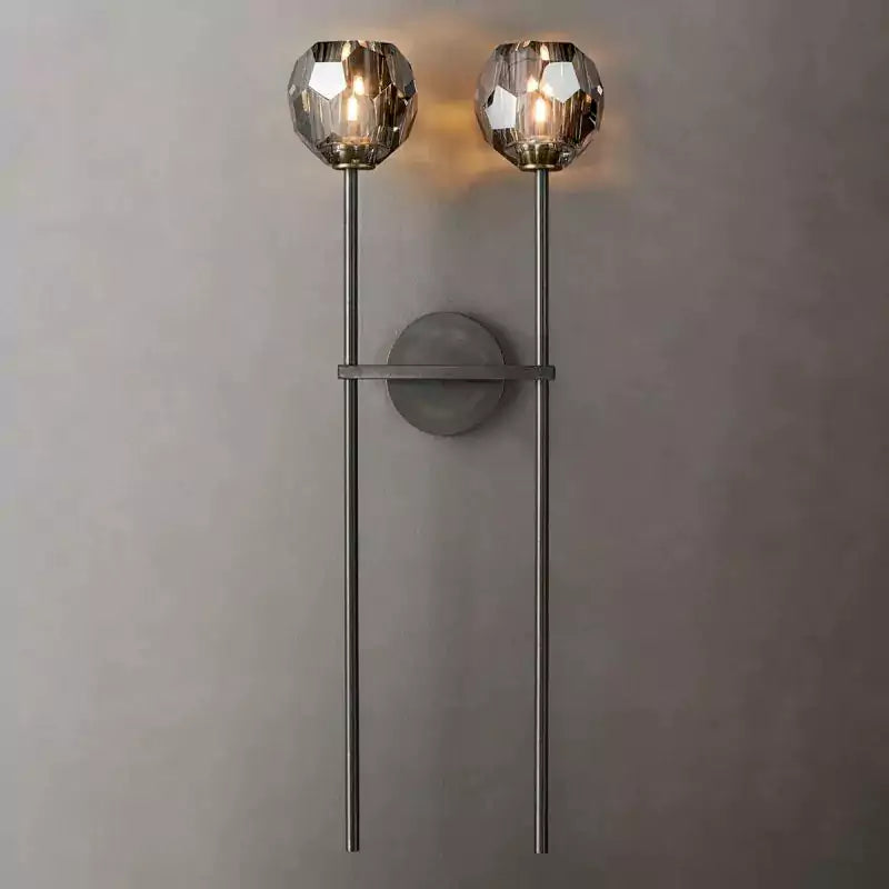 Boule Crystal Smoke Glass Double Grand Wall Sconce