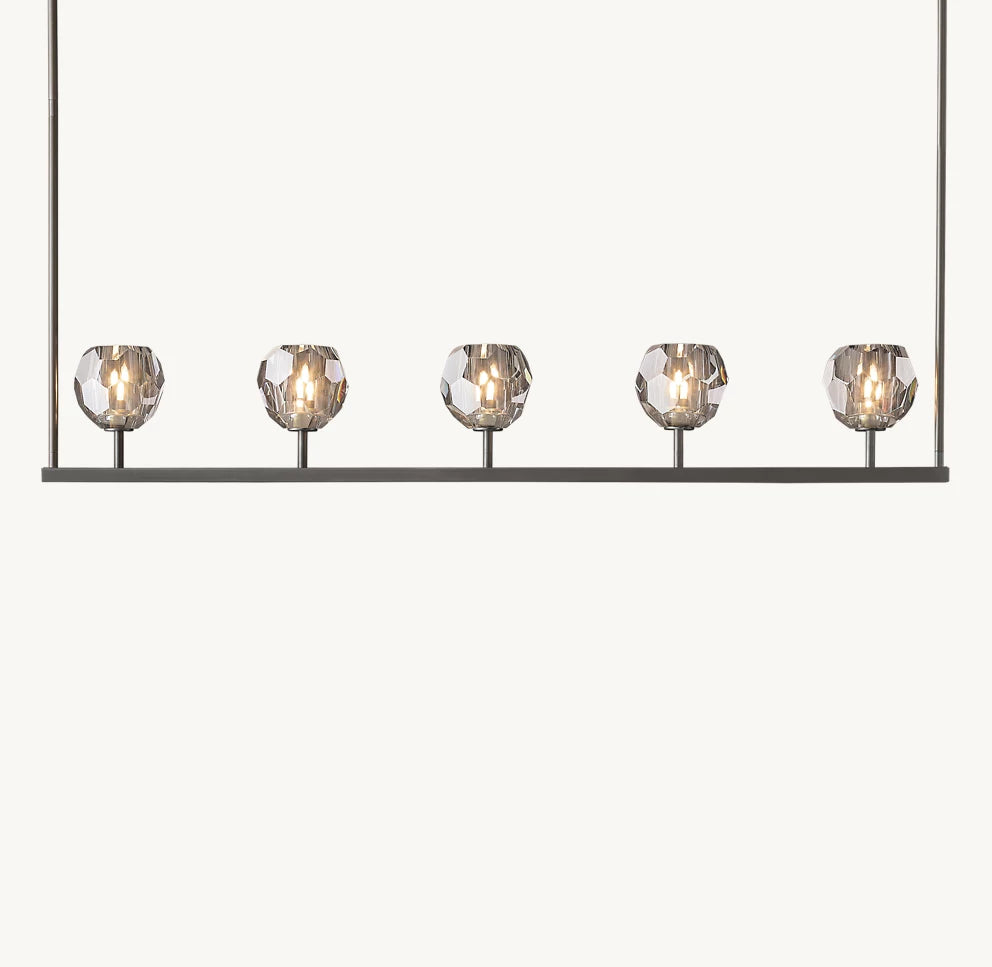 Boule Crystal Smoke Glass Linear Chandelier 48"