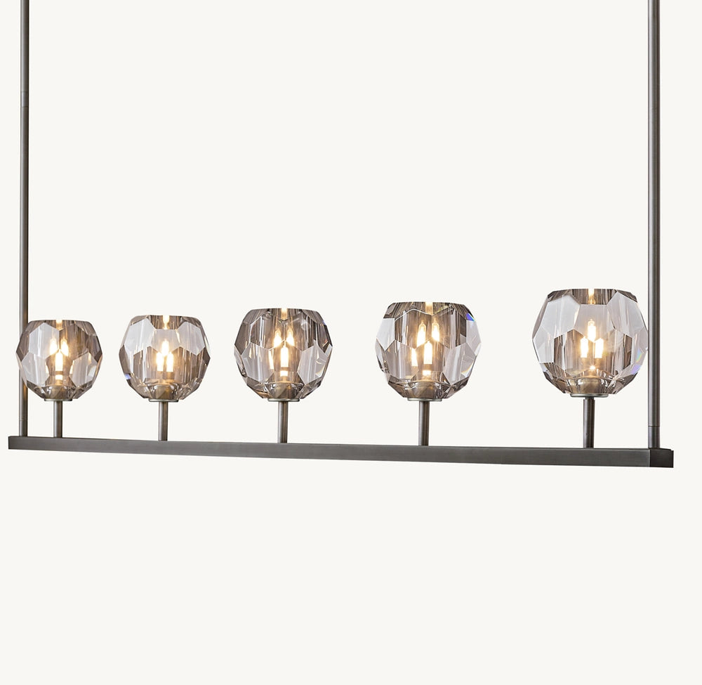 Boule Crystal Smoke Glass Linear Chandelier 48"