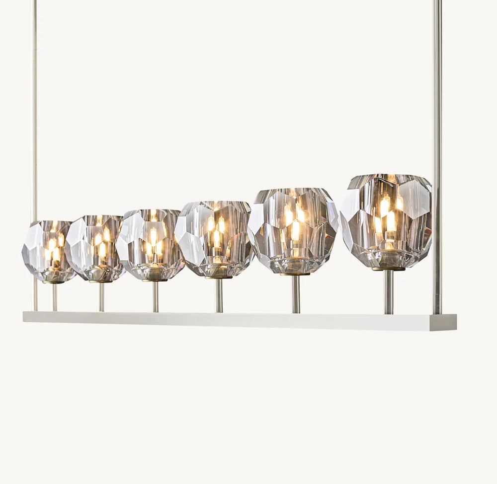 Boule Crystal Smoke Glass Linear Chandelier 60"