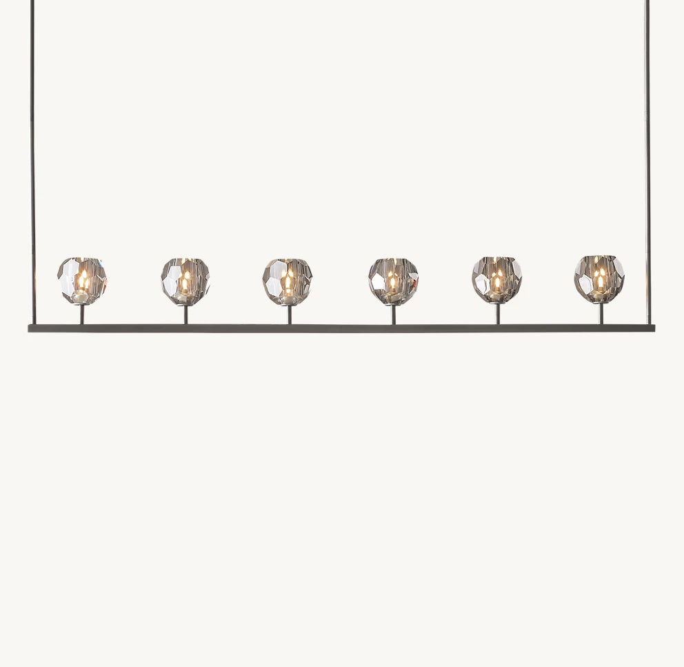 Boule Crystal Smoke Glass Linear Chandelier 60"