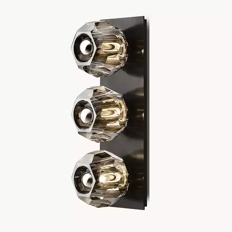 Boule Crystal Smoke Glass Linear Short Wall Sconce