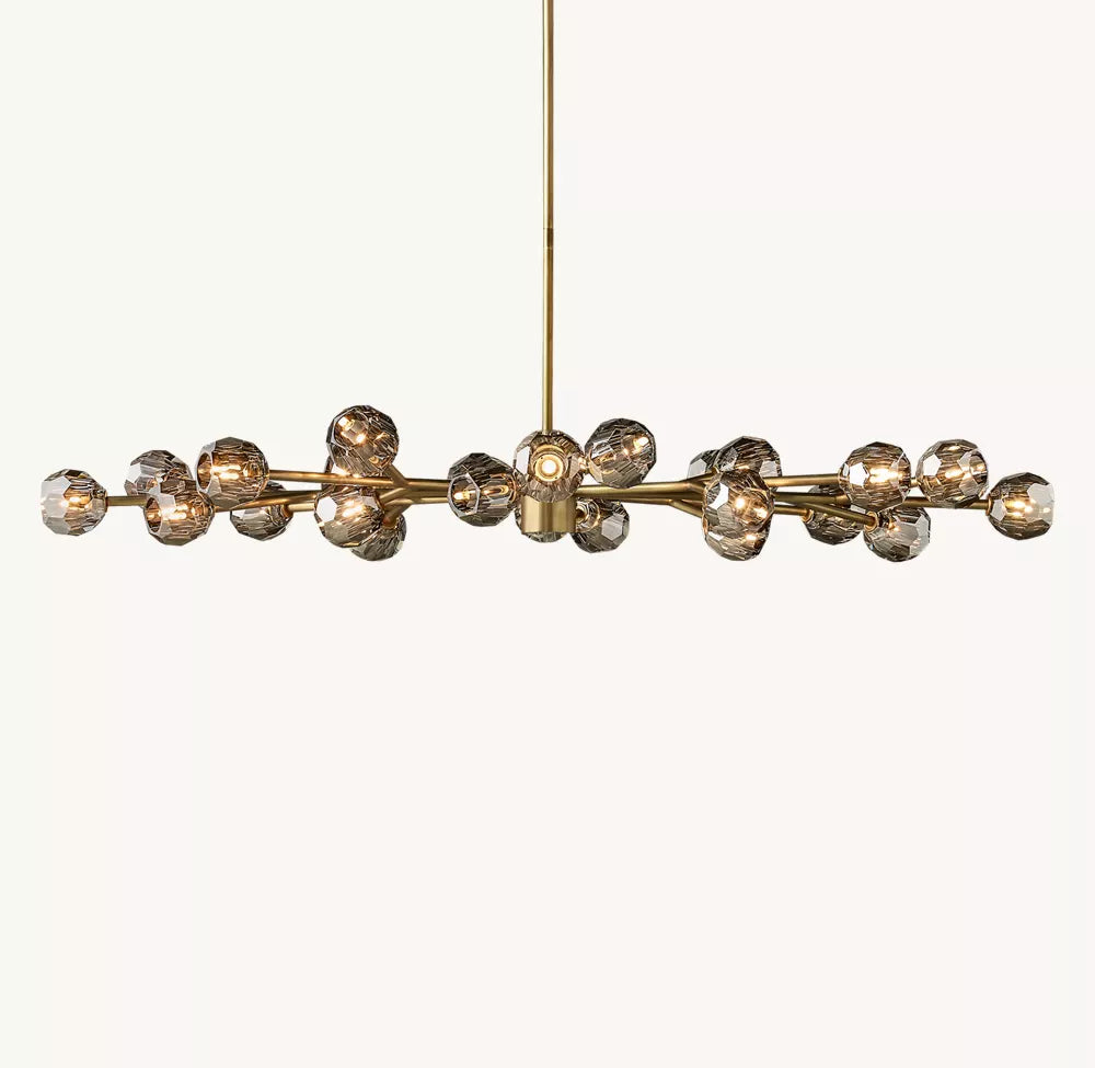 Boule Crystal Smoke Glass Oval Chandelier 72"