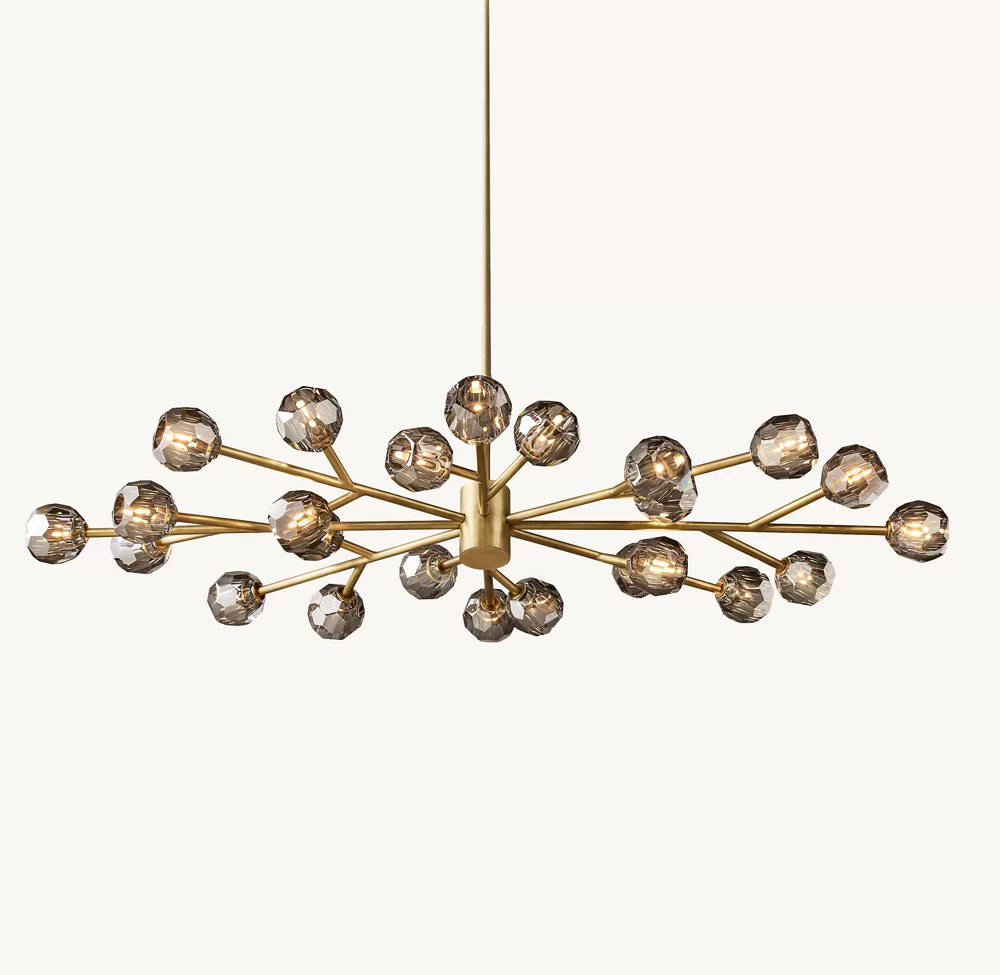Boule Crystal Smoke Glass Oval Chandelier 72"