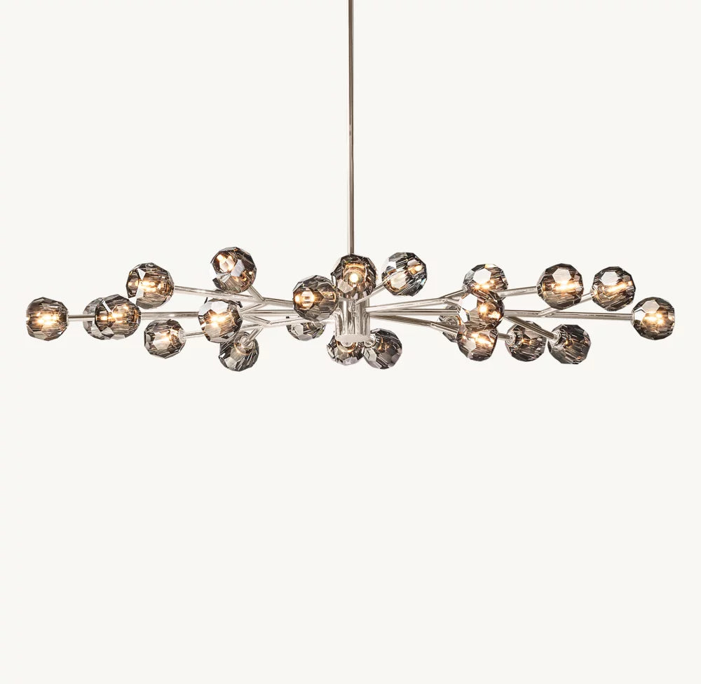 Boule Crystal Smoke Glass Oval Chandelier 72"