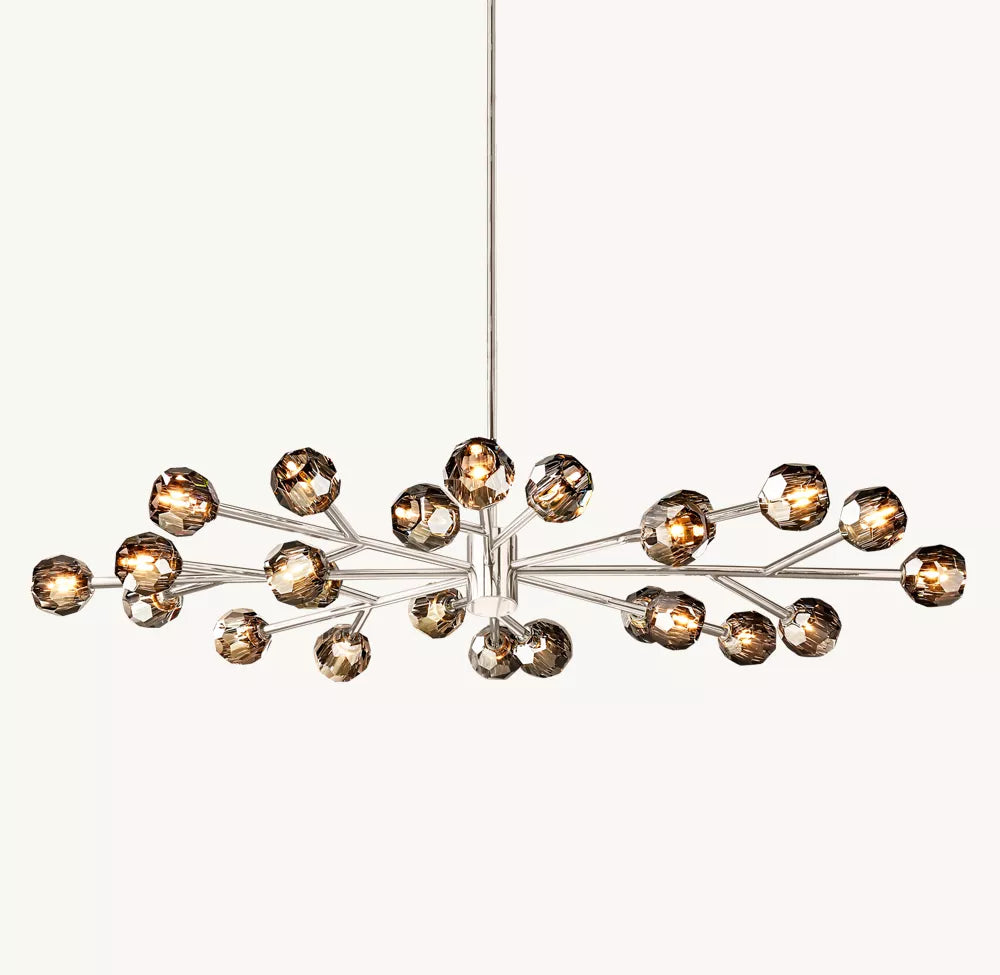 Boule Crystal Smoke Glass Oval Chandelier 72"