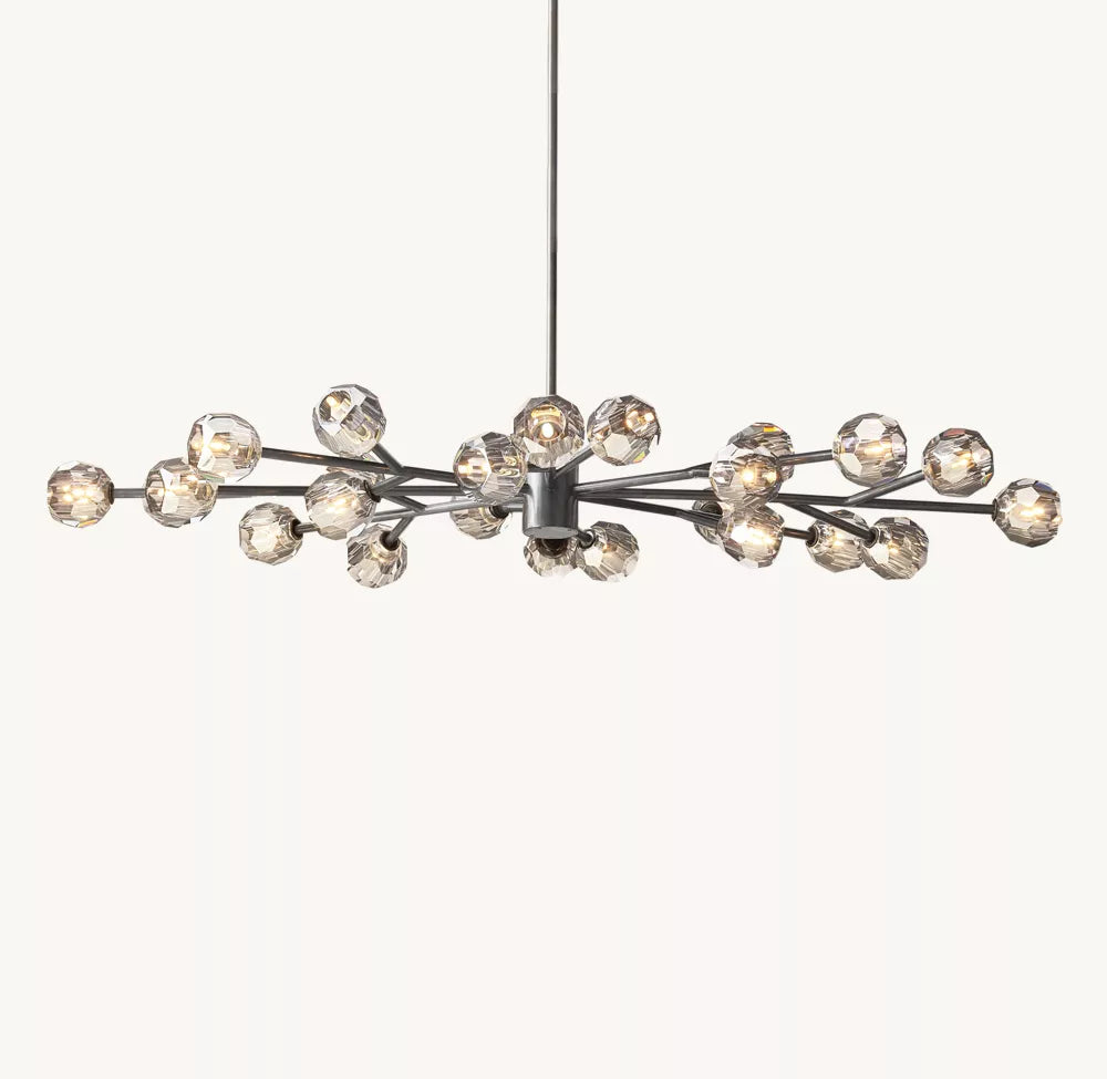 Boule Crystal Smoke Glass Oval Chandelier 72"