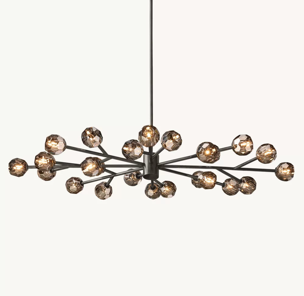 Boule Crystal Smoke Glass Oval Chandelier 72"