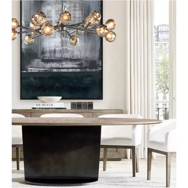 Boule Crystal Smoke Glass Round Chandelier 24"