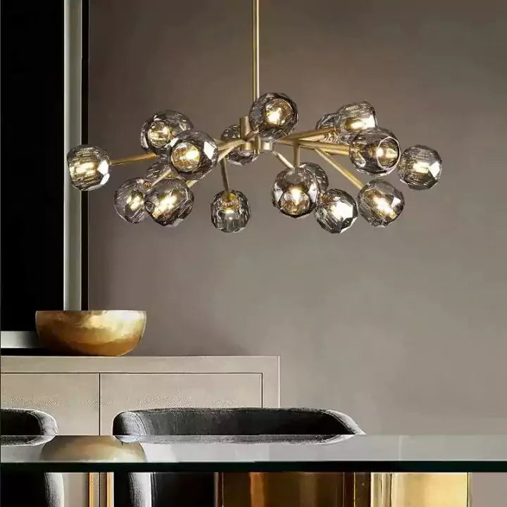 Boule Crystal Smoke Glass Round Chandelier 36"