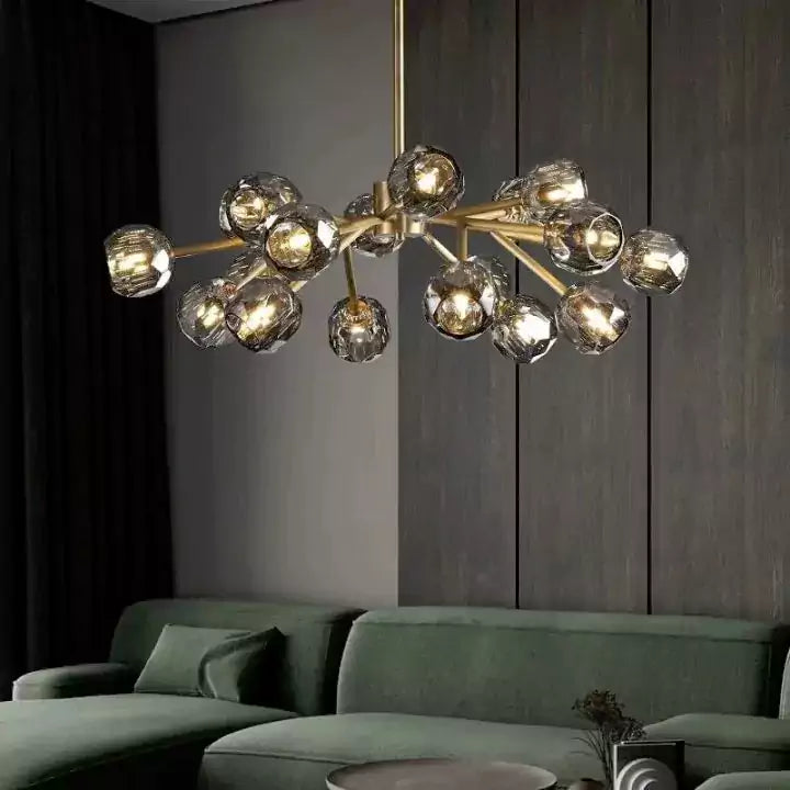 Boule Crystal Smoke Glass Round Chandelier 36"