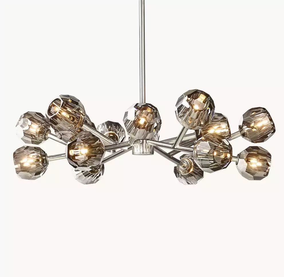 Boule Crystal Smoke Glass Round Chandelier 36"