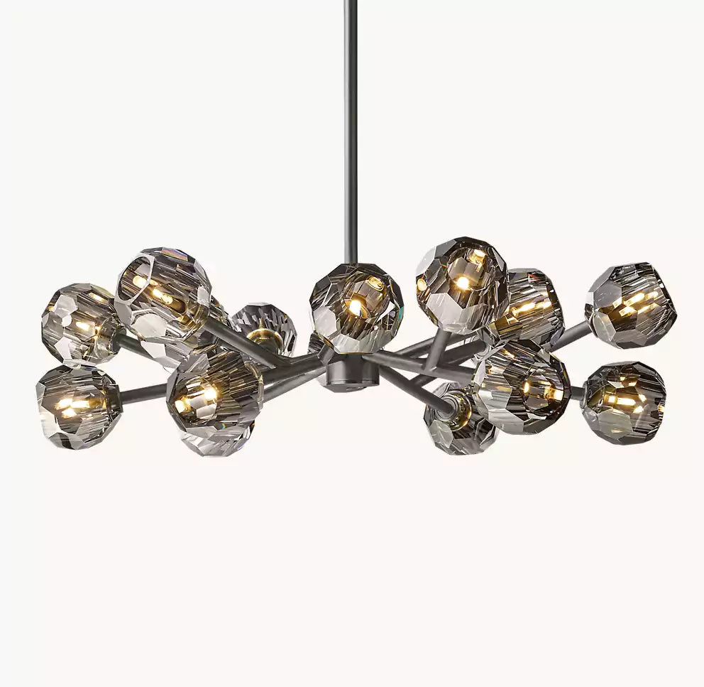 Boule Crystal Smoke Glass Round Chandelier 36"