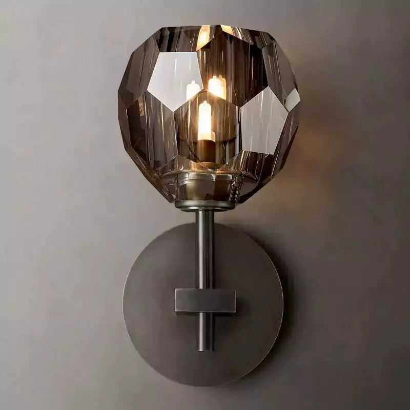 Boule Crystal Smoke Glass Short Wall Sconce