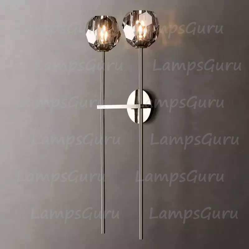 LG Boulla Crystal Smoke Glass Double Grand Wall Sconce