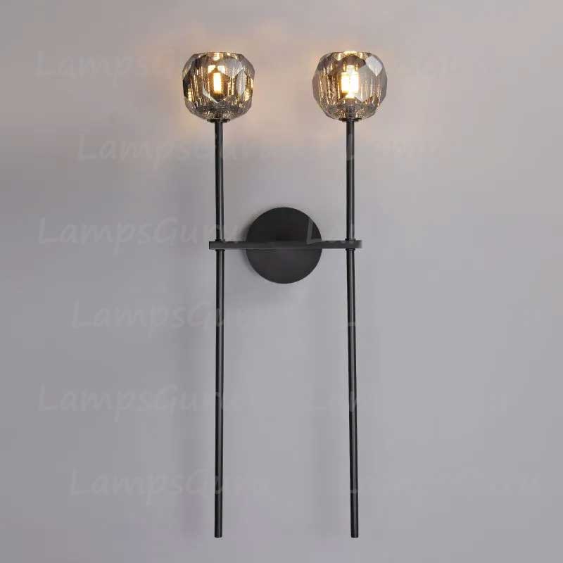 LG Boulla Crystal Smoke Glass Double Grand Wall Sconce