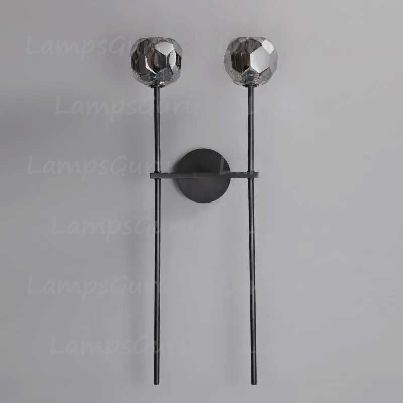 LG Boulla Crystal Smoke Glass Double Grand Wall Sconce