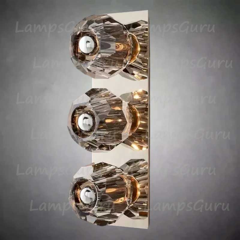 LG Boulla Crystal Smoke Glass Linear Short Wall Sconce