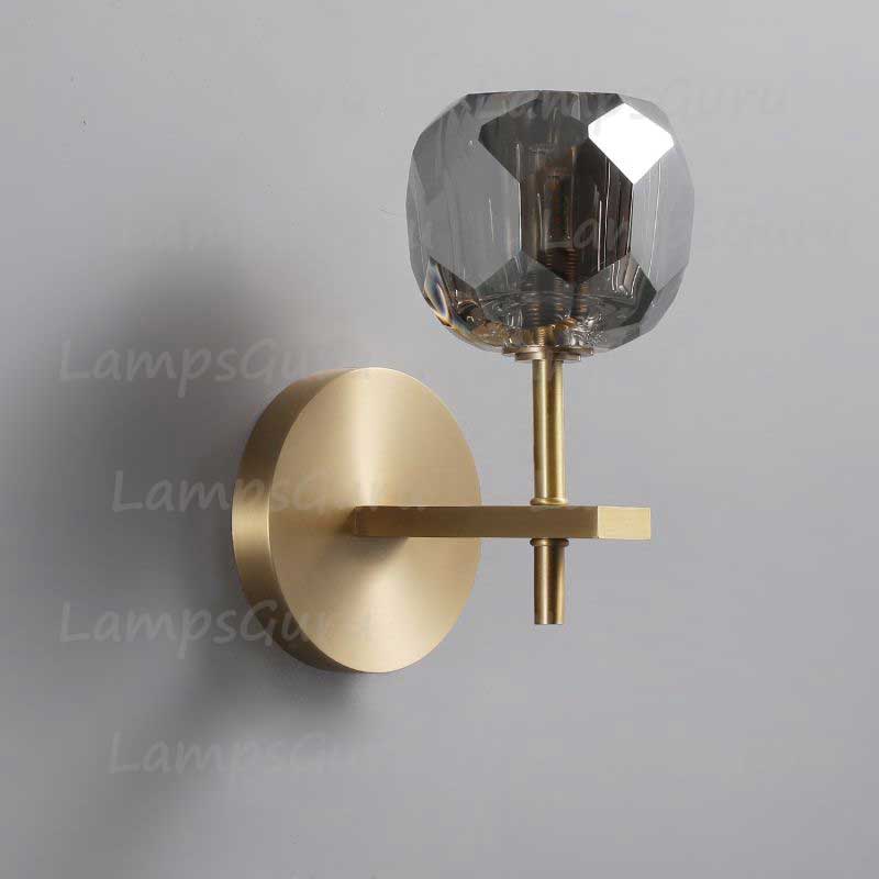LG Boulla Crystal Smoke Glass Short Wall Sconce