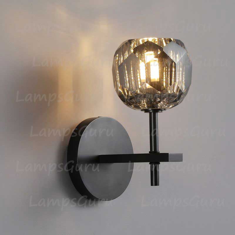 LG Boulla Crystal Smoke Glass Short Wall Sconce