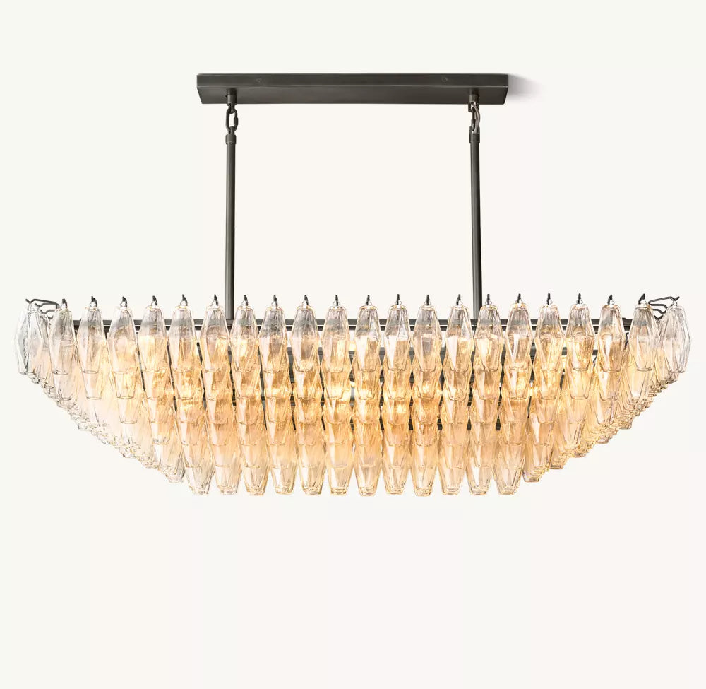 Chiaray Clear Glass Tiered Rectangular Chandelier 54"