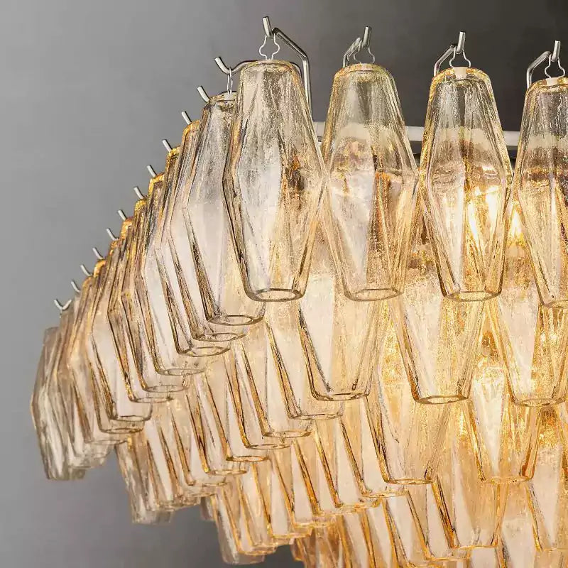 Chiaray Clear Glass Tiered Rectangular Chandelier 54"
