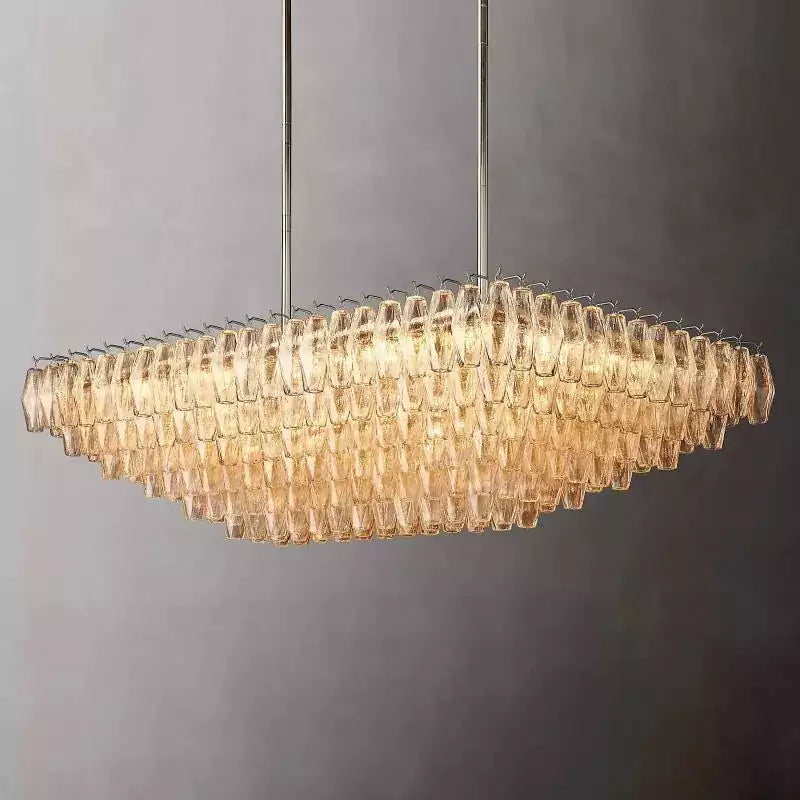 Chiaray Clear Glass Tiered Rectangular Chandelier 54"