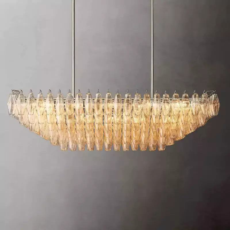 Chiaray Clear Glass Tiered Rectangular Chandelier 54"