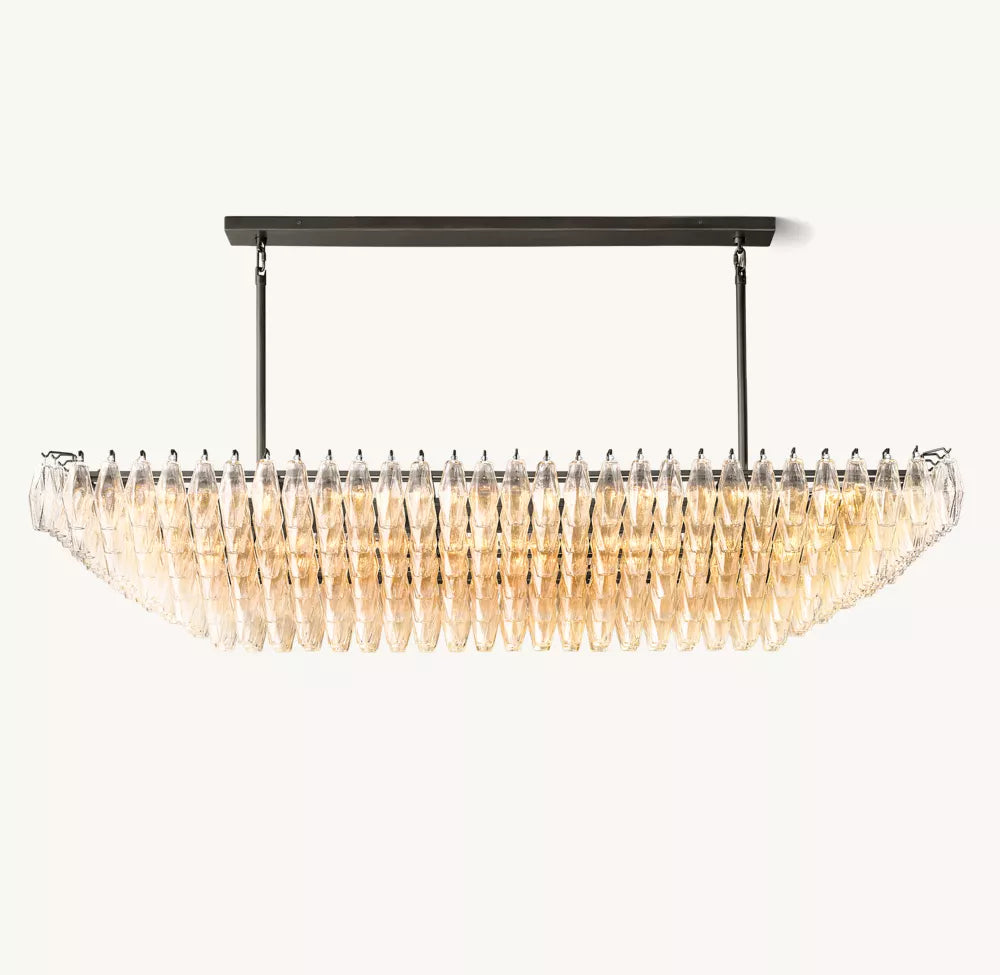 Chiaray Clear Glass Tiered Rectangular Chandelier 74"