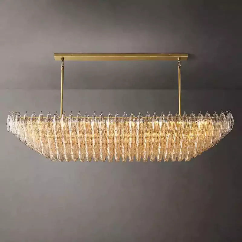 Chiaray Clear Glass Tiered Rectangular Chandelier 74"