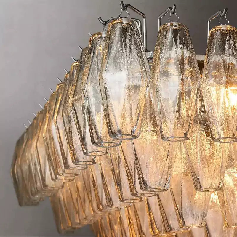 Chiaray Clear Glass Tiered Rectangular Chandelier 74"