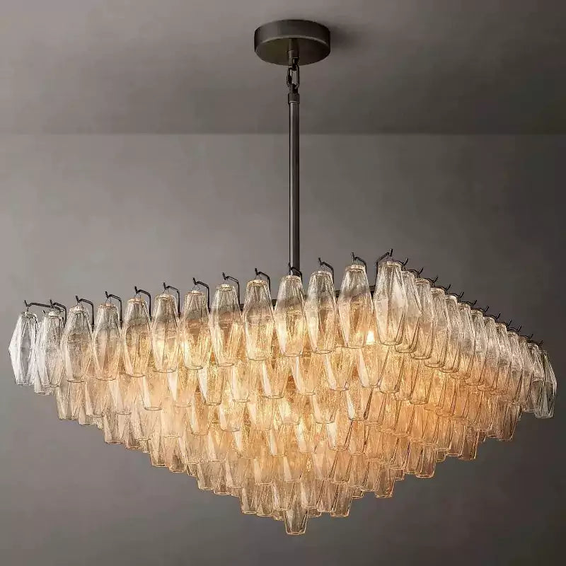 Chiaray Clear Glass Tiered Square Chandelier 32"