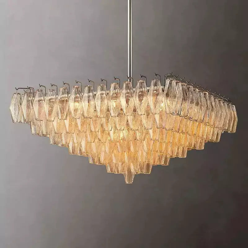 Chiaray Clear Glass Tiered Square Chandelier 32"