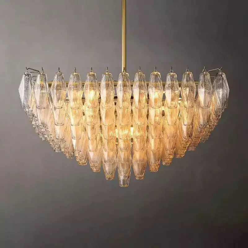 Chiaray Clear Glass Tiered Square Chandelier 32"