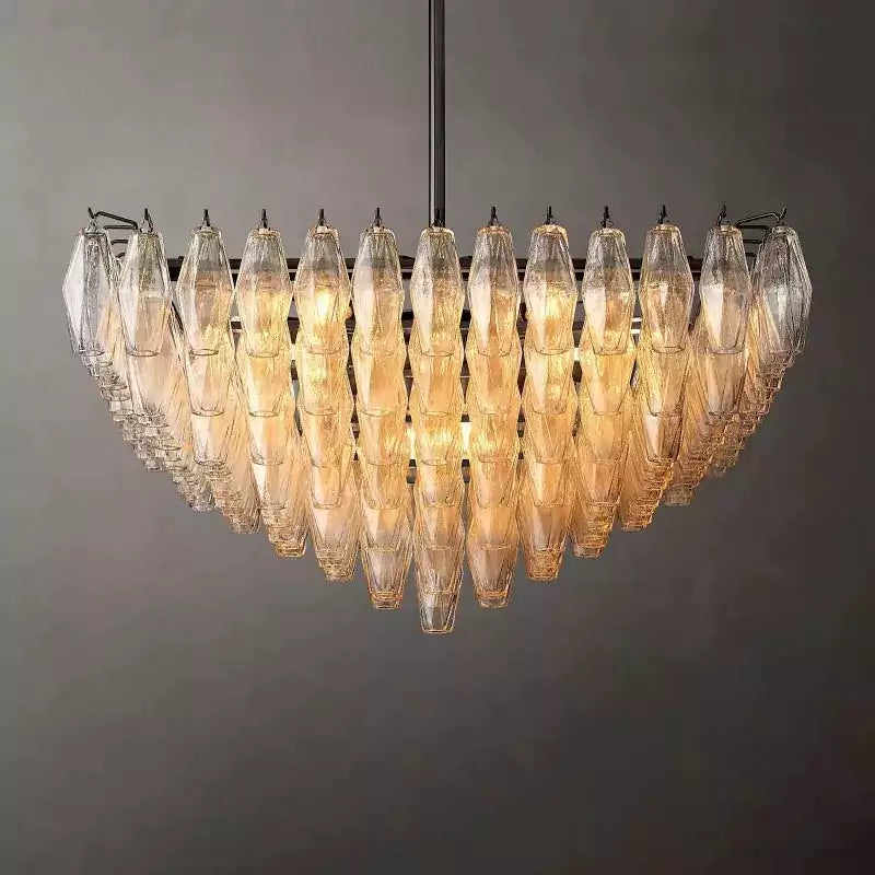 Chiaray Clear Glass Tiered Square Chandelier 32"