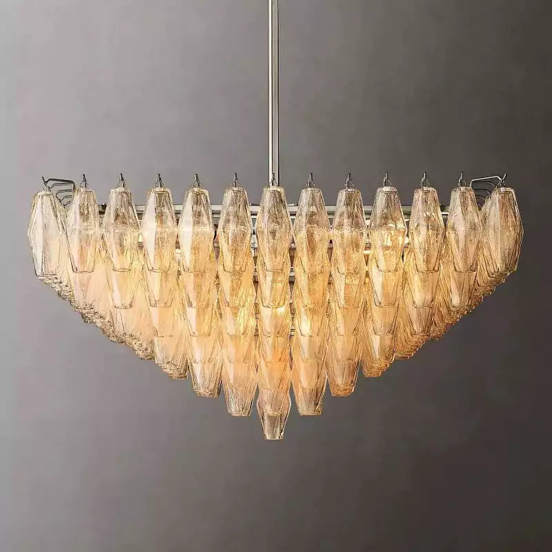 Chiaray Clear Glass Tiered Square Chandelier 32"