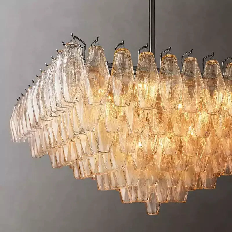 Chiaray Clear Glass Tiered Square Chandelier 32"