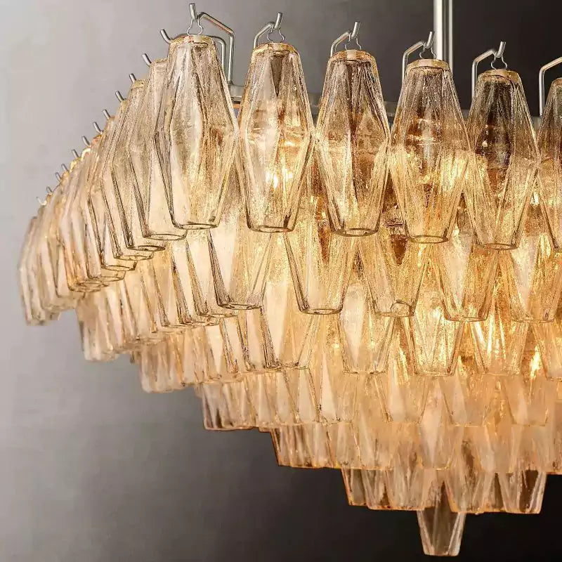 Chiaray Clear Glass Tiered Square Chandelier 32"