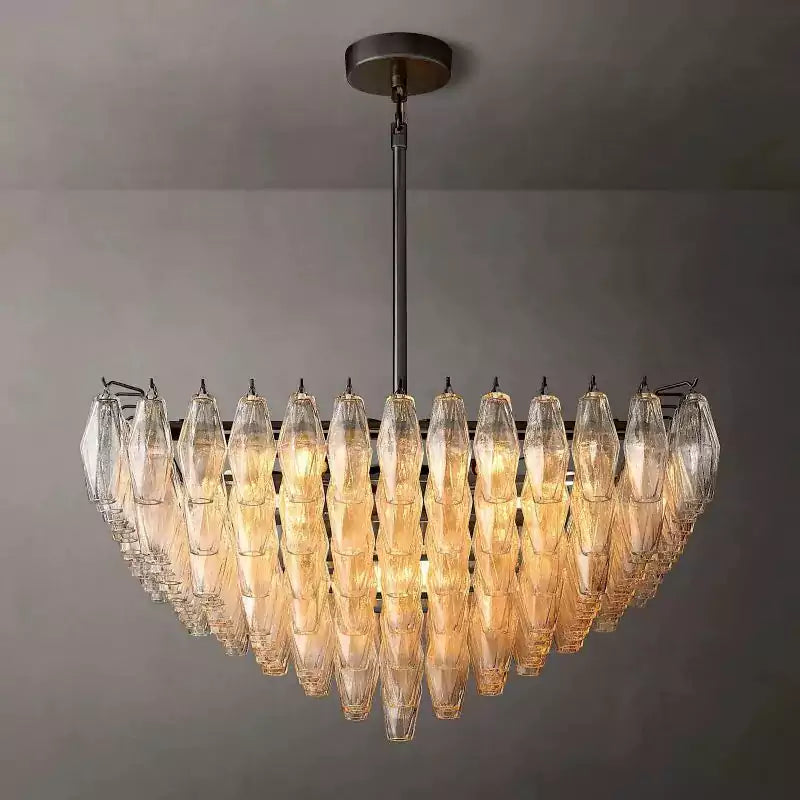 Chiaray Clear Glass Tiered Square Chandelier 32"