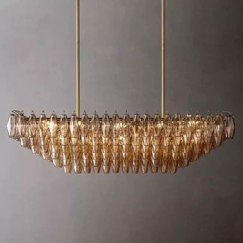 Chiaray Smoke Glass Tiered Rectangular Chandelier 54"