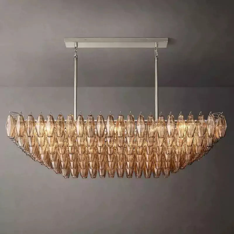 Chiaray Smoke Glass Tiered Rectangular Chandelier 54"