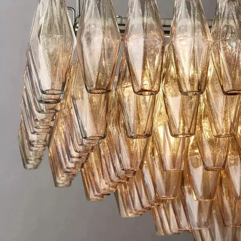 Chiaray Smoke Glass Tiered Rectangular Chandelier 74"