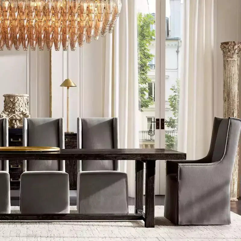 Chiaray Smoke Glass Tiered Rectangular Chandelier 54"