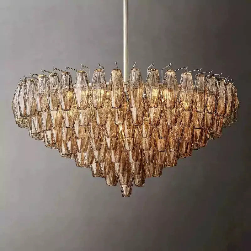 Chiaray Smoke Glass Tiered Round Chandelier 37"