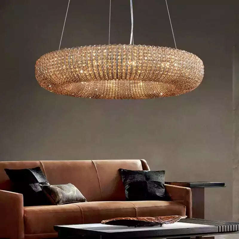 Cristal Halo Smoke Round LED Chandelier 32"